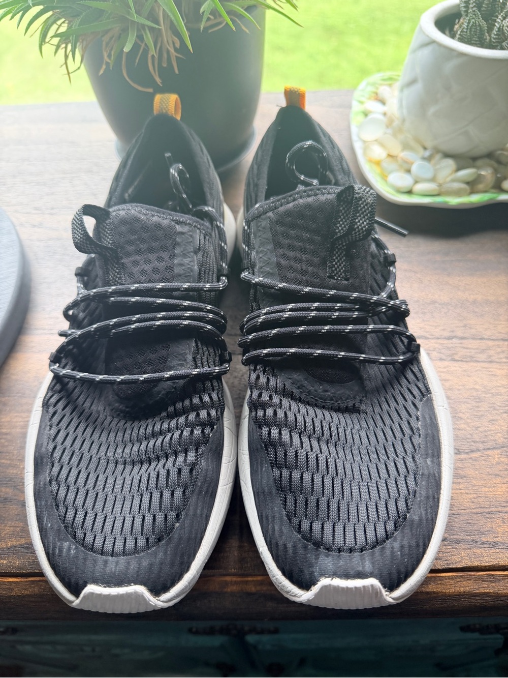 Sorel Black Athletic Sneakers with White Soles and Yellow Heel Tabs